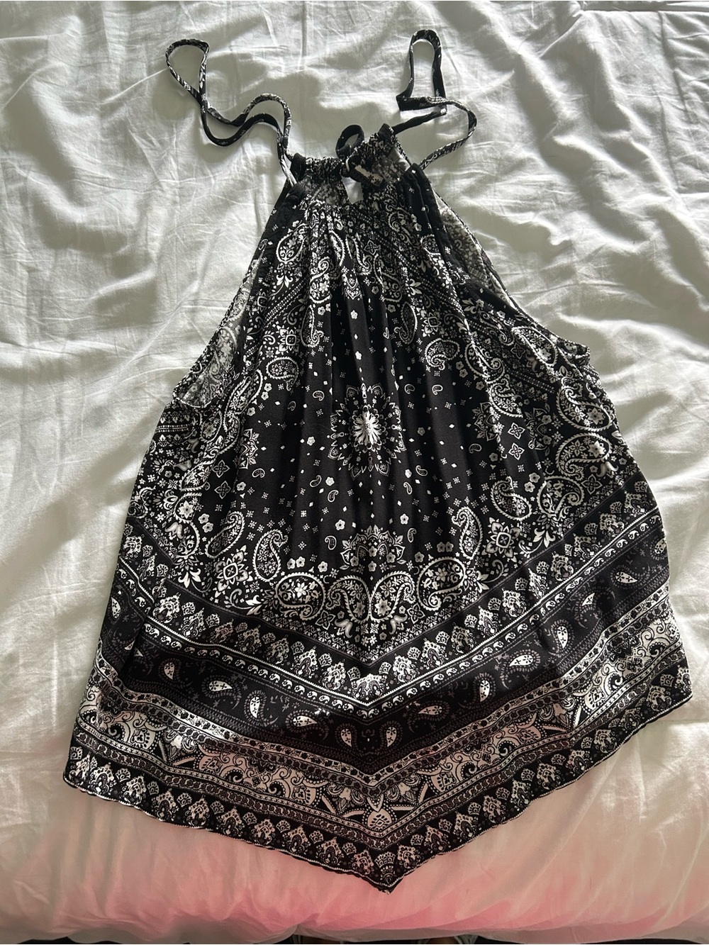 Black Paisley Halter Dress - Unbranded